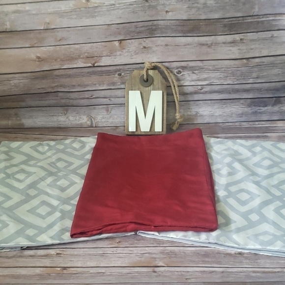 Pillow shams: 1 maroon sham and 2 patterned shams - Picture 1 of 6